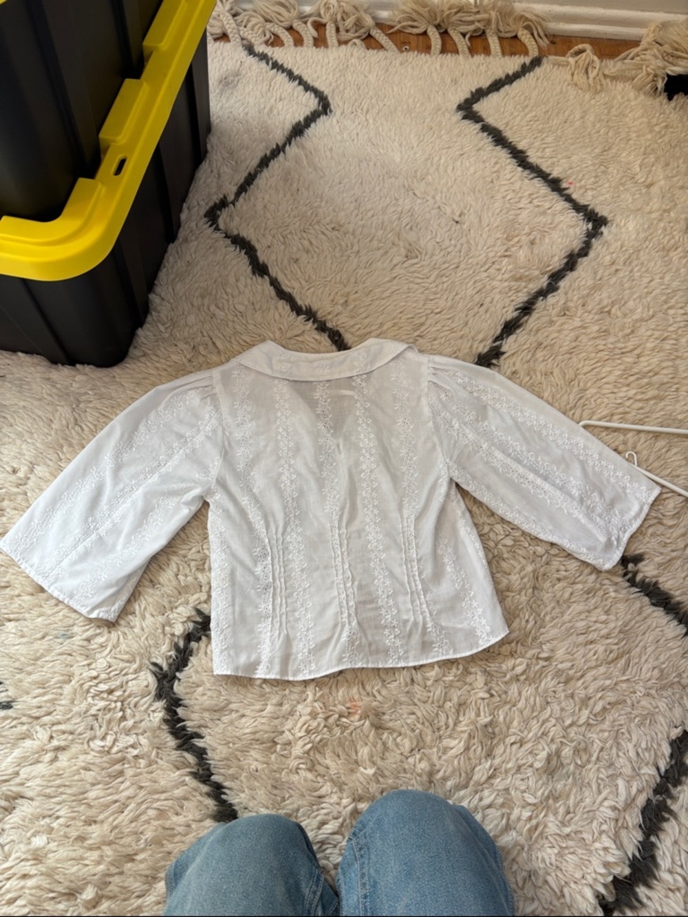 Christy Dawn White Eyelet Button-Front Cotton Blouse - Picture 15 of 16